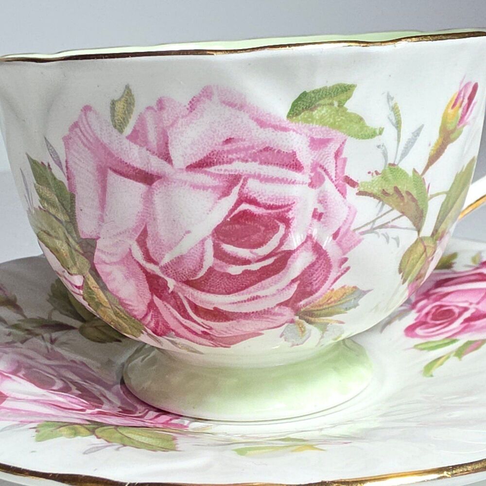 Aynsley Teacup and Saucer Pink Roses - Picture 3 of 10